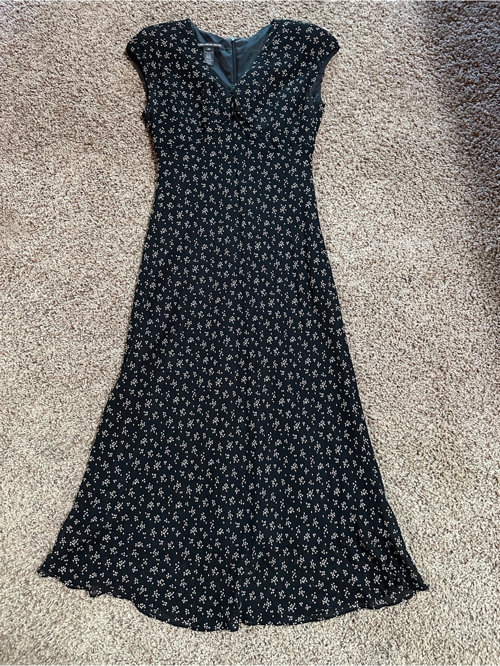 Jones Wear Black Dress with Cream Floral Print